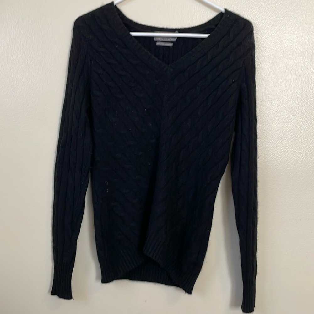 Cable knit v neck sweater